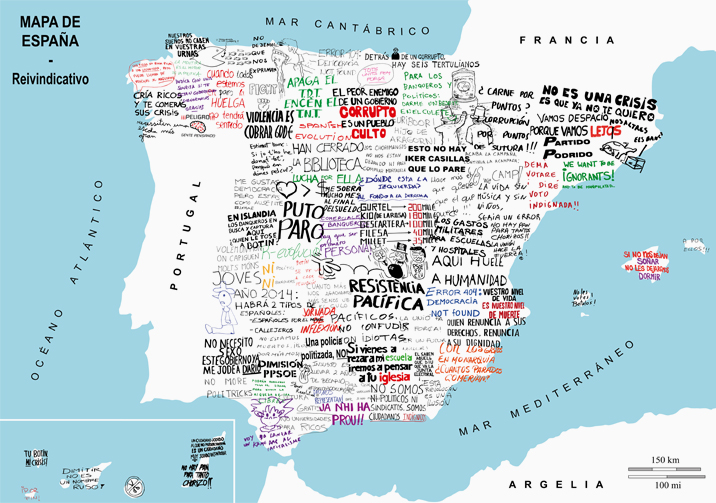 Mapa de España Reivindicativo. Pancarta, manisfestación, 15m. Raül Roncero