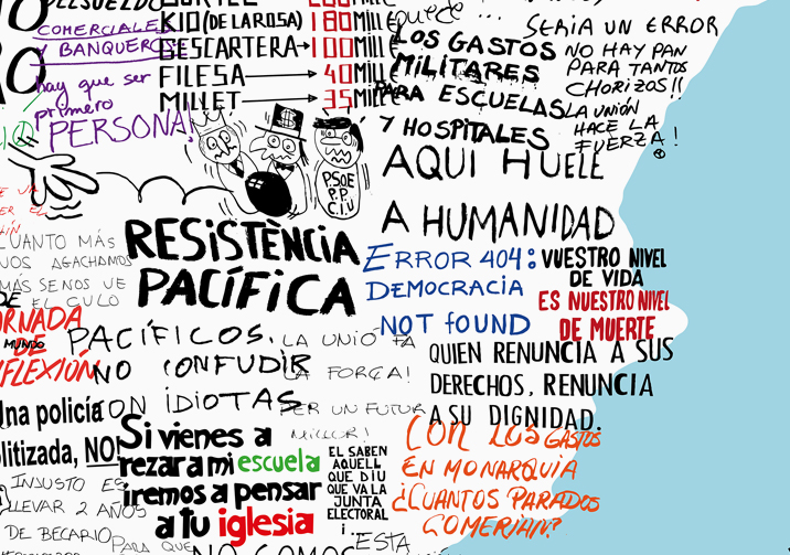 Mapa de España Reivindicativo. Pancarta, manisfestación, 15m. Raül Roncero